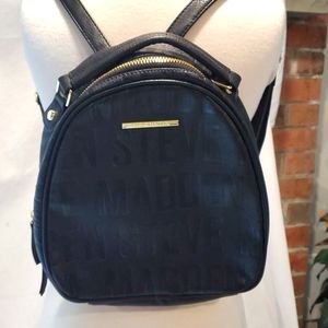 Steve madden black w gold acc. pu back pack w logo on front & back.